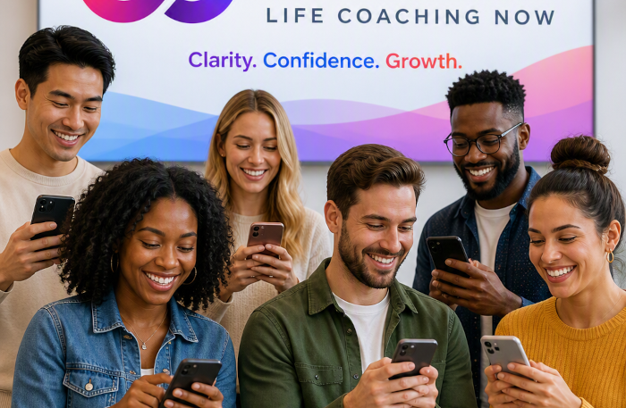 Group of people with phones
