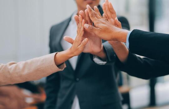 successful team giving high-five 
